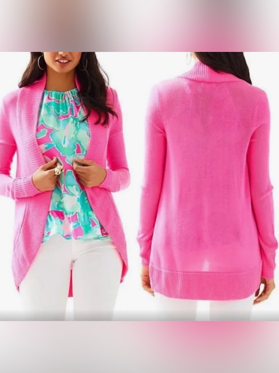 Lilly Pulitzer Sweaters - Lilly Pulitzer Amalie cardigan dragonfruit pink size large style 53179